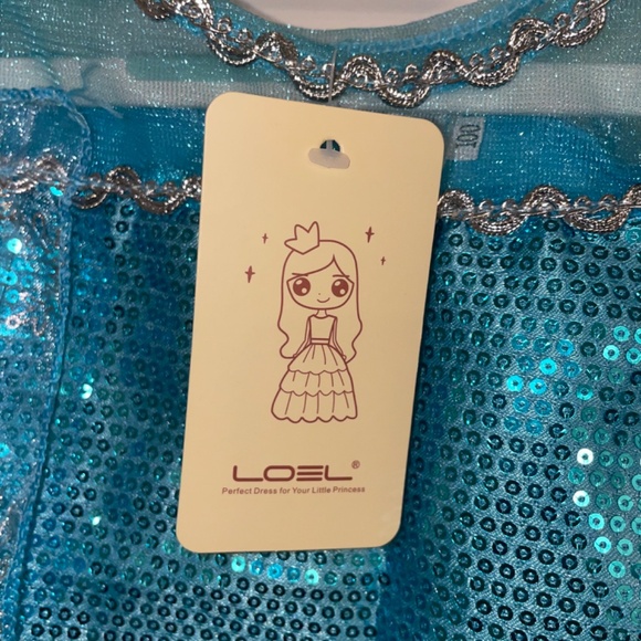 Frozen Princess Elsa Dress Blue Snowflake Costume For Girls Size 100 2-3 Years - Picture 7 of 9